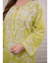 Pure mul cotton chikankari kurti-pant set